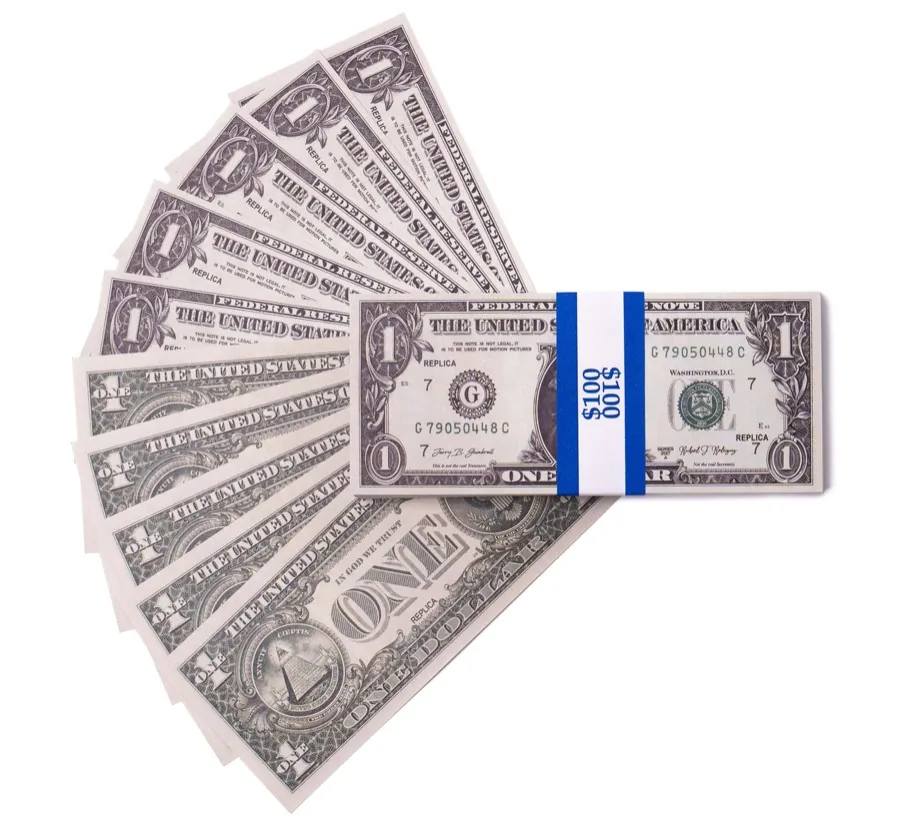 Replica $1 bundle fanned with banded stack